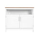 Walnut Top/White Frame |#| Classic Sideboard and Buffet Cabinet with Open and Closed Storage - White/Walnut