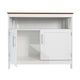 Walnut Top/White Frame |#| Classic Sideboard and Buffet Cabinet with Open and Closed Storage - White/Walnut