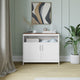 Walnut Top/White Frame |#| Classic Sideboard and Buffet Cabinet with Open and Closed Storage - White/Walnut