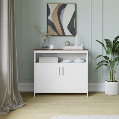 Mayfield Classic Buffet and Sideboard with Double Door Storage Cabinet and Open Storage Shelf - View 2