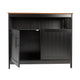 Walnut Top/Black Frame |#| Classic Sideboard and Buffet Cabinet with Open and Closed Storage - Black/Walnut