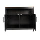 Walnut Top/Black Frame |#| Classic Sideboard and Buffet Cabinet with Open and Closed Storage - Black/Walnut