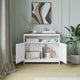 Walnut Top/White Frame |#| Classic Sideboard and Buffet Cabinet with Open and Closed Storage - White/Walnut