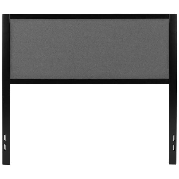 Dark Gray,Full |#| Full Size Upholstered Metal Panel Headboard in Dark Gray Fabric