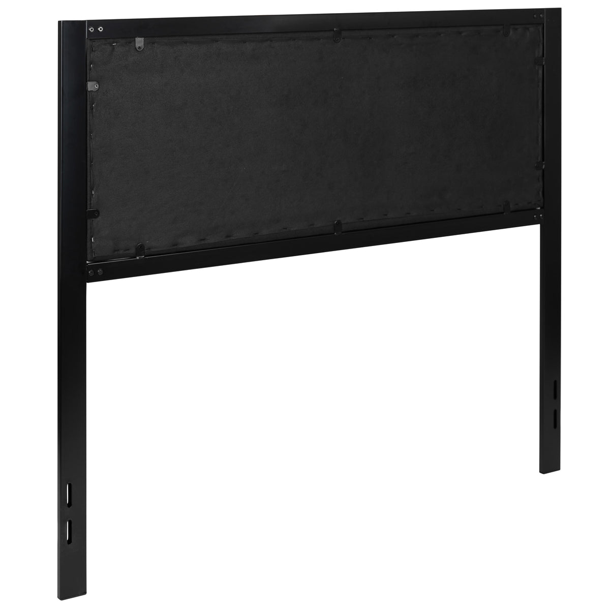 Black,Full |#| Full Size Upholstered Metal Panel Headboard in Black Fabric