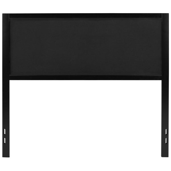 Black,Full |#| Full Size Upholstered Metal Panel Headboard in Black Fabric