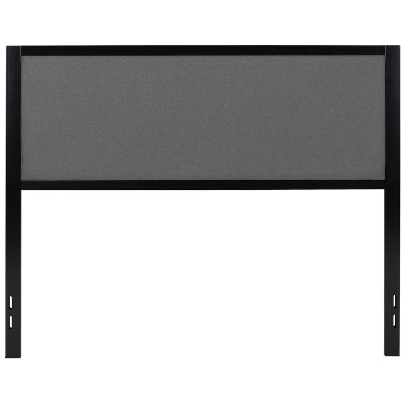 Dark Gray,Queen |#| Queen Size Upholstered Metal Panel Headboard in Dark Gray Fabric