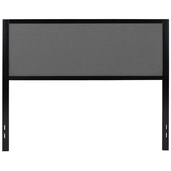 Dark Gray,Queen |#| Queen Size Upholstered Metal Panel Headboard in Dark Gray Fabric