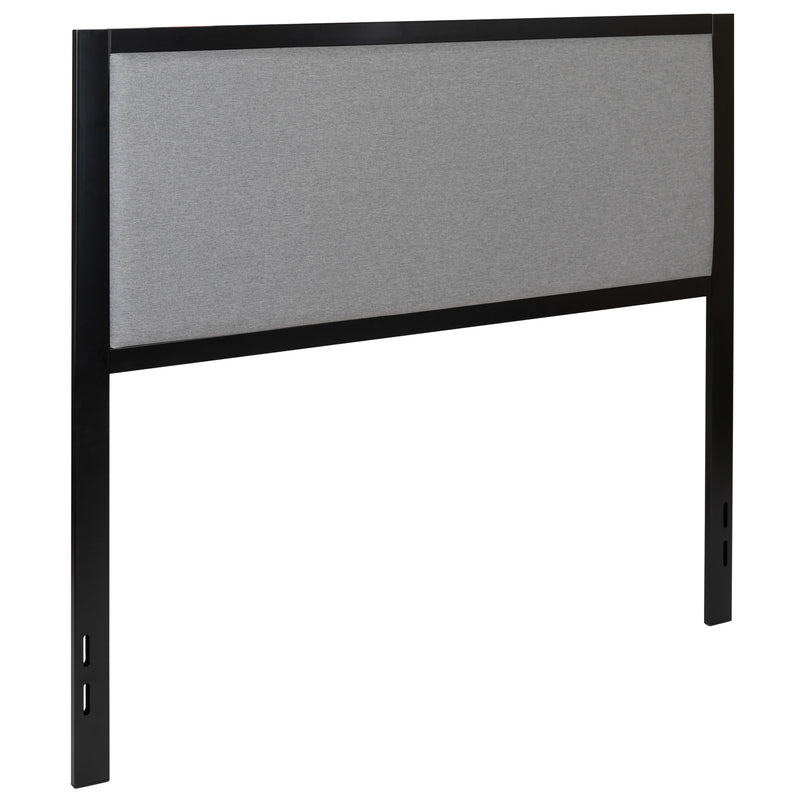 Light Gray,Full |#| Full Size Upholstered Metal Panel Headboard in Light Gray Fabric