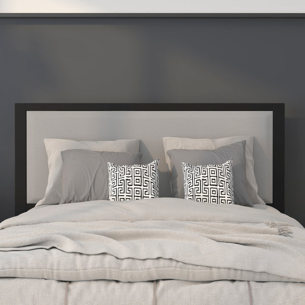 Light Gray,Full |#| Full Size Upholstered Metal Panel Headboard in Light Gray Fabric