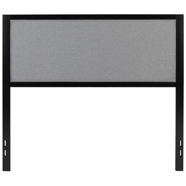 Light Gray,Full |#| Full Size Upholstered Metal Panel Headboard in Light Gray Fabric