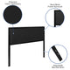 Black,Queen |#| Queen Size Upholstered Metal Panel Headboard in Black Fabric