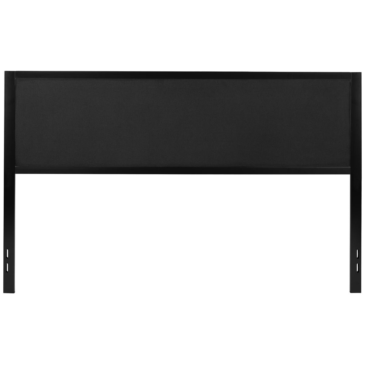 Black,King |#| King Size Upholstered Metal Panel Headboard in Black Fabric