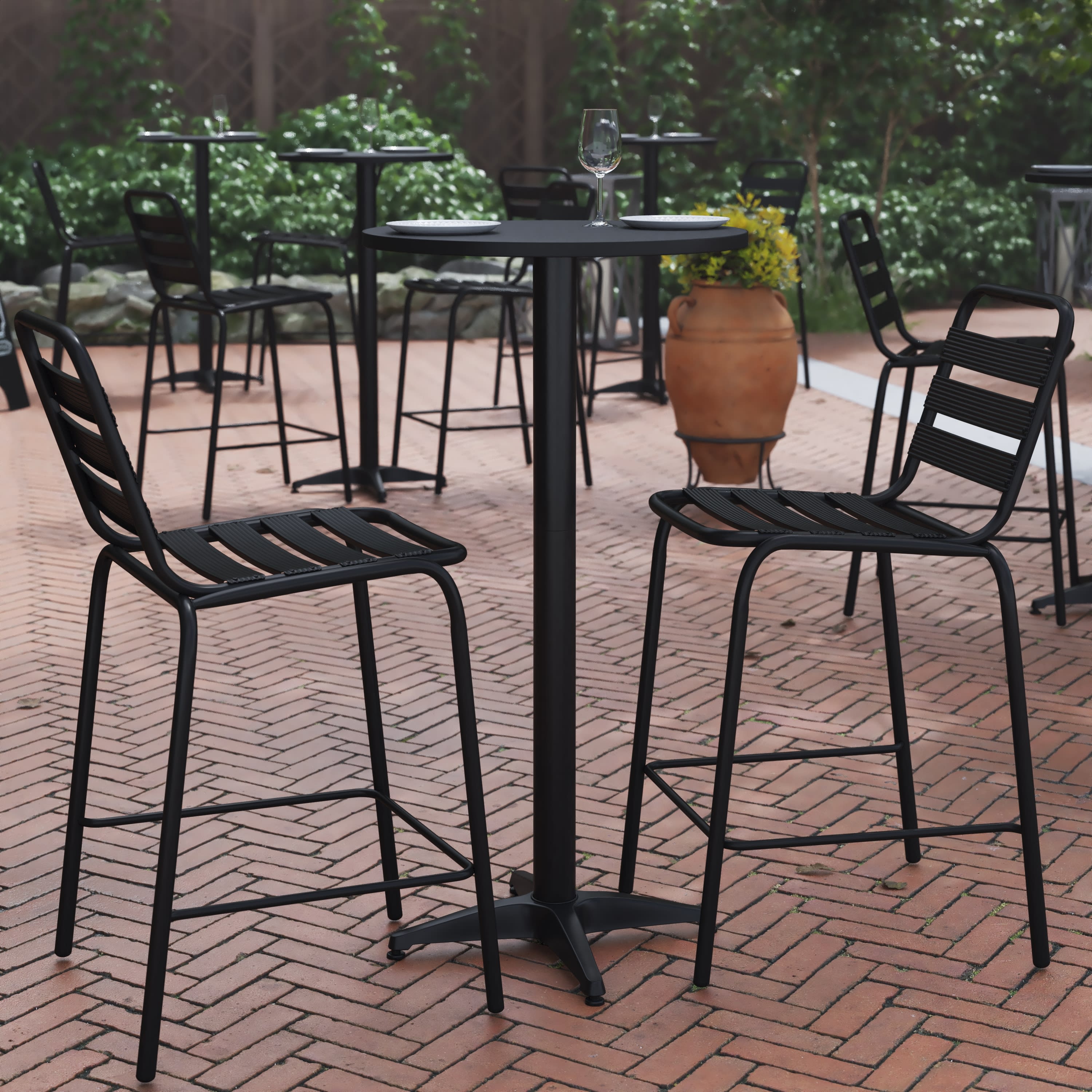 Round bar hot sale height table outdoor