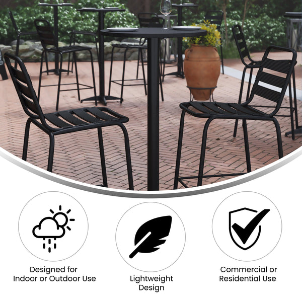 Black |#| Indoor/Outdoor 23.5inch Round Aluminum Bar Height Table with Cross Base - Black