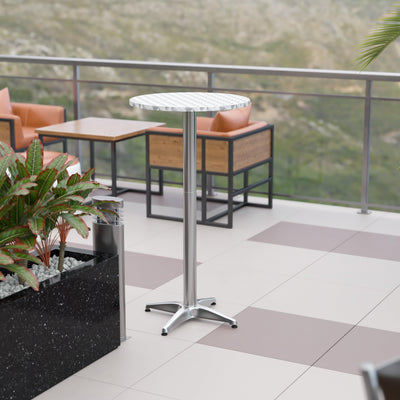 Mellie 23.5" Round Aluminum Indoor-Outdoor Bar Height Table - View 2