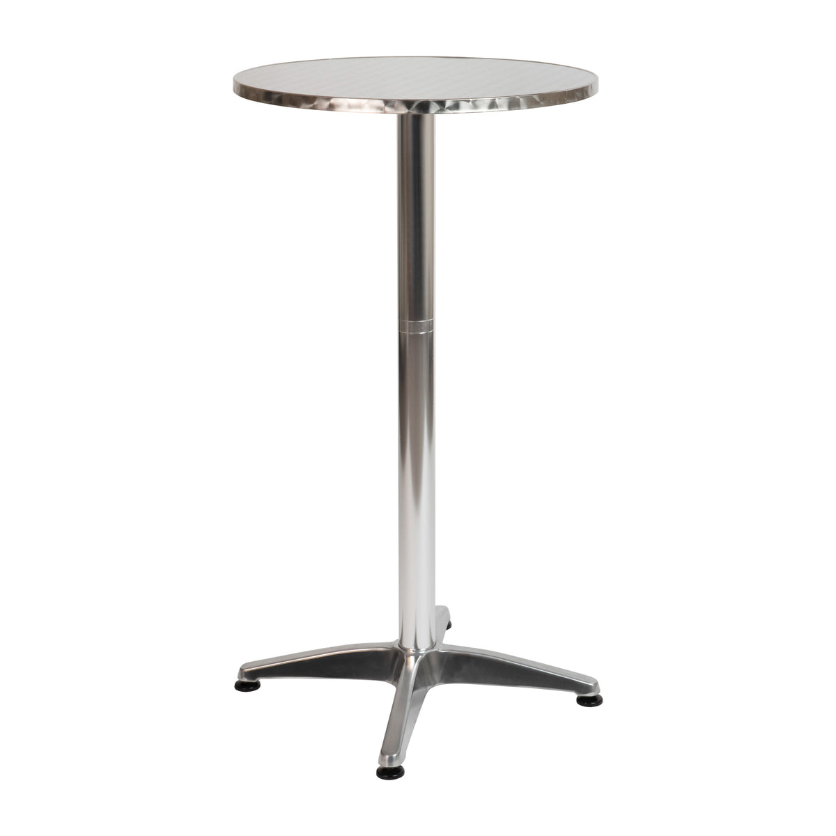 Aluminum |#| Indoor/Outdoor 23.5"H Aluminum Round Bar Height Table with Cross Base