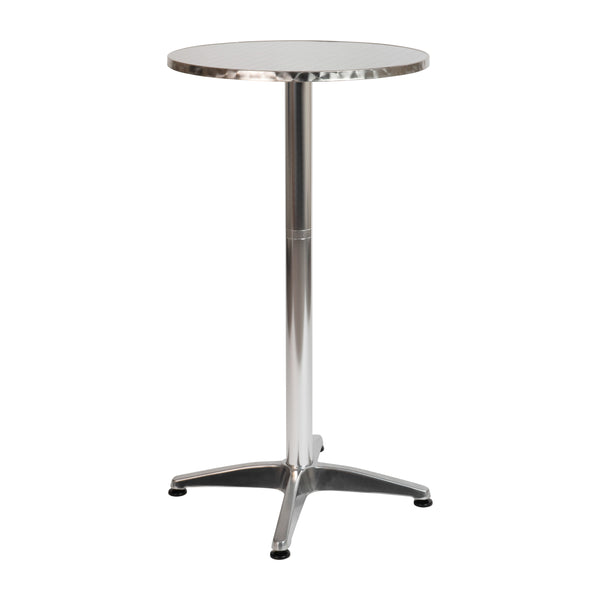 Aluminum |#| Indoor/Outdoor 23.5"H Aluminum Round Bar Height Table with Cross Base
