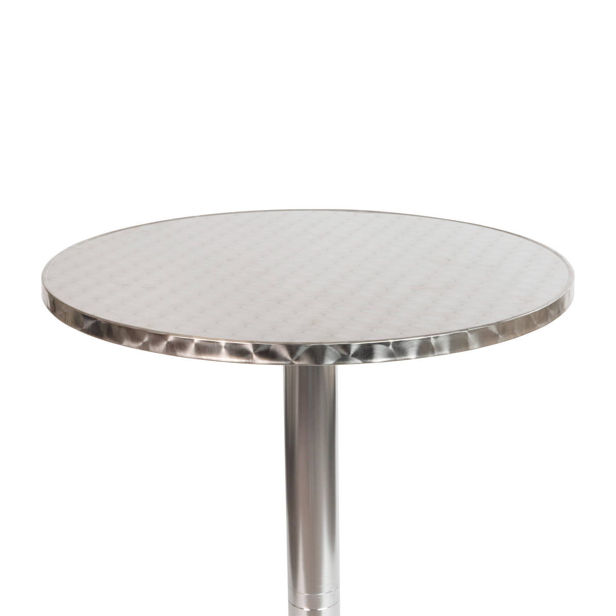 Aluminum |#| Indoor/Outdoor 23.5"H Aluminum Round Bar Height Table with Cross Base