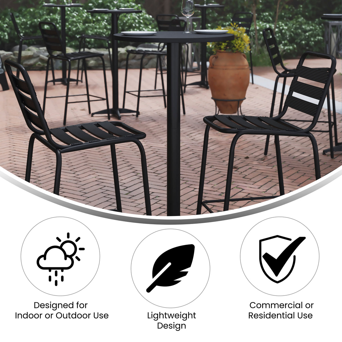 Black |#| Indoor/Outdoor 23.5" Round Aluminum Bar Height Table with Cross Base - Black