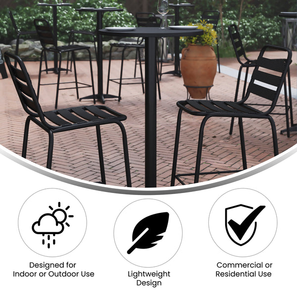 Black |#| Indoor/Outdoor 23.5" Round Aluminum Bar Height Table with Cross Base - Black