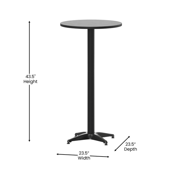 Black |#| Indoor/Outdoor 23.5" Round Aluminum Bar Height Table with Cross Base - Black