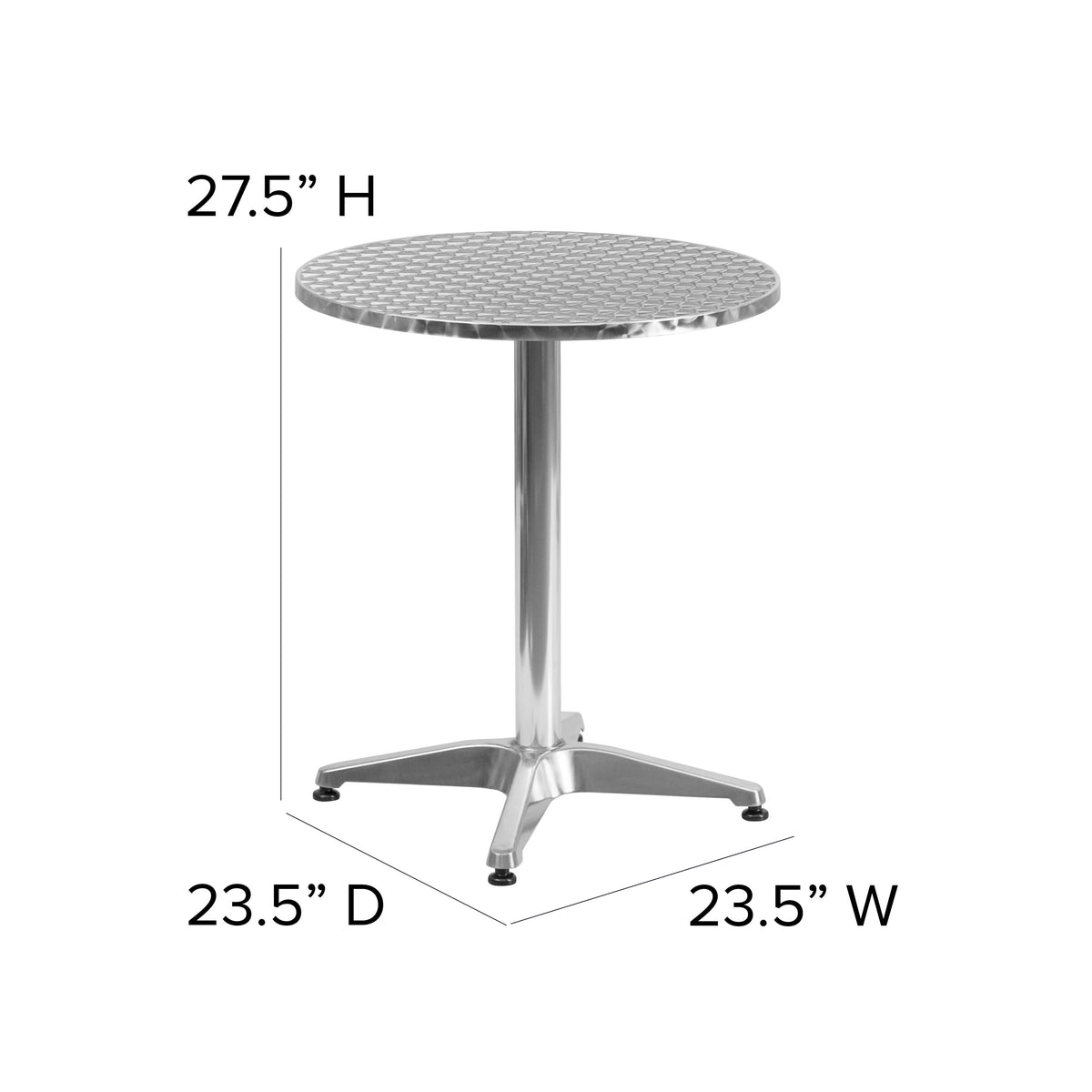 Aluminum |#| 23.5inch Round Aluminum Smooth Top Indoor-Outdoor Table with Base