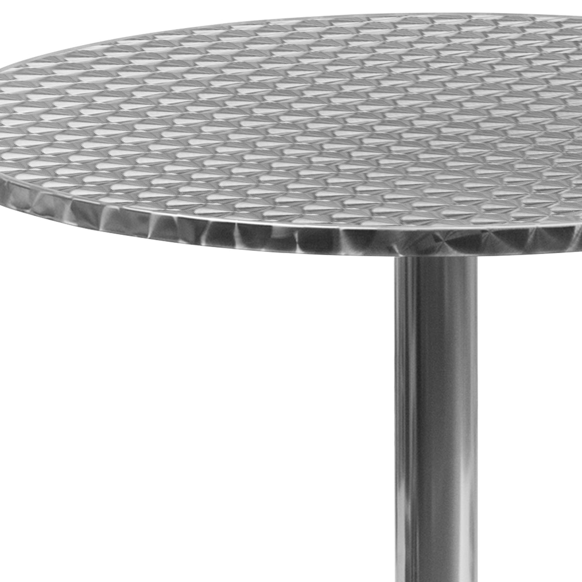 Aluminum |#| 27.5inch Round Aluminum Smooth Top Indoor-Outdoor Table with Base