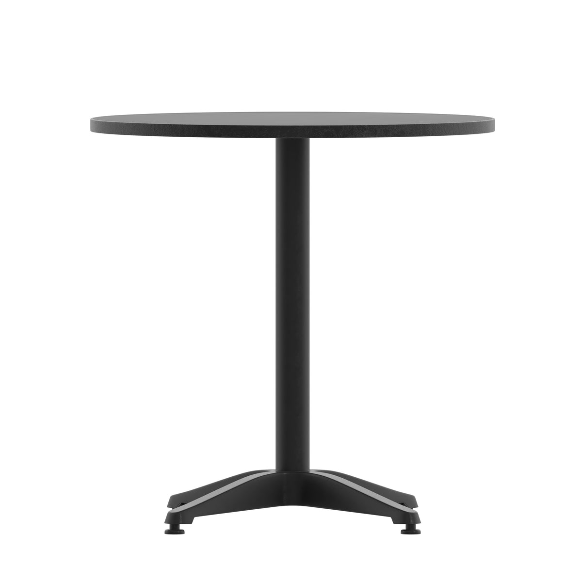 Black |#| 27.5inch Round Metal Smooth Top Indoor-Outdoor Table with Base - Black