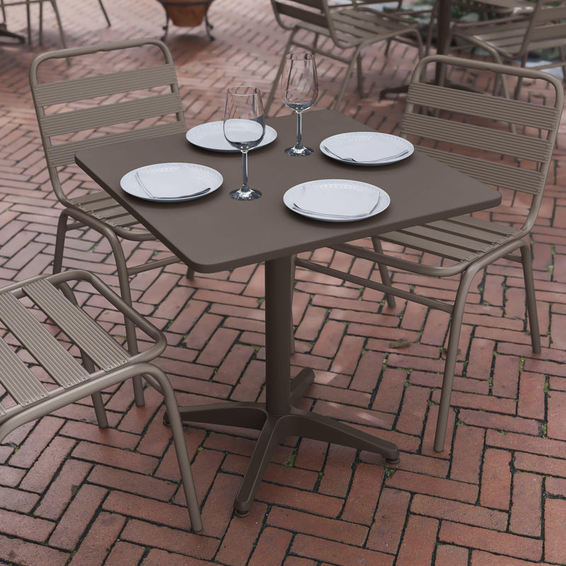 Bronze |#| 27.5inch Square Metal Smooth Top Indoor-Outdoor Table with Base - Bronze