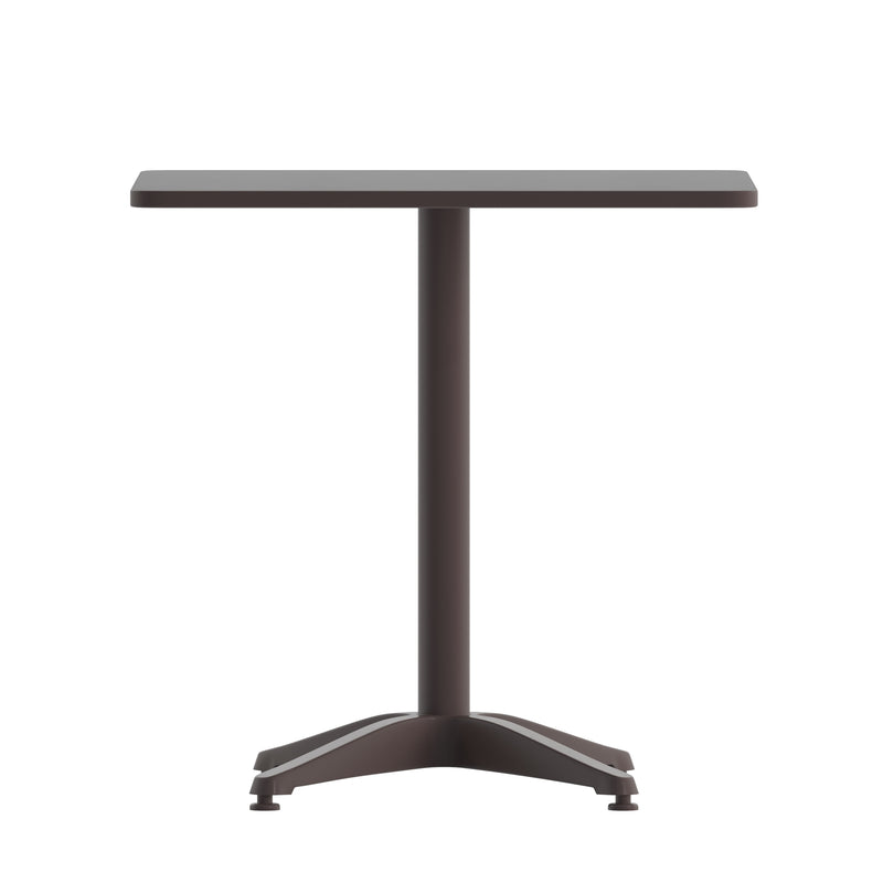Bronze |#| 27.5inch Square Metal Smooth Top Indoor-Outdoor Table with Base - Bronze