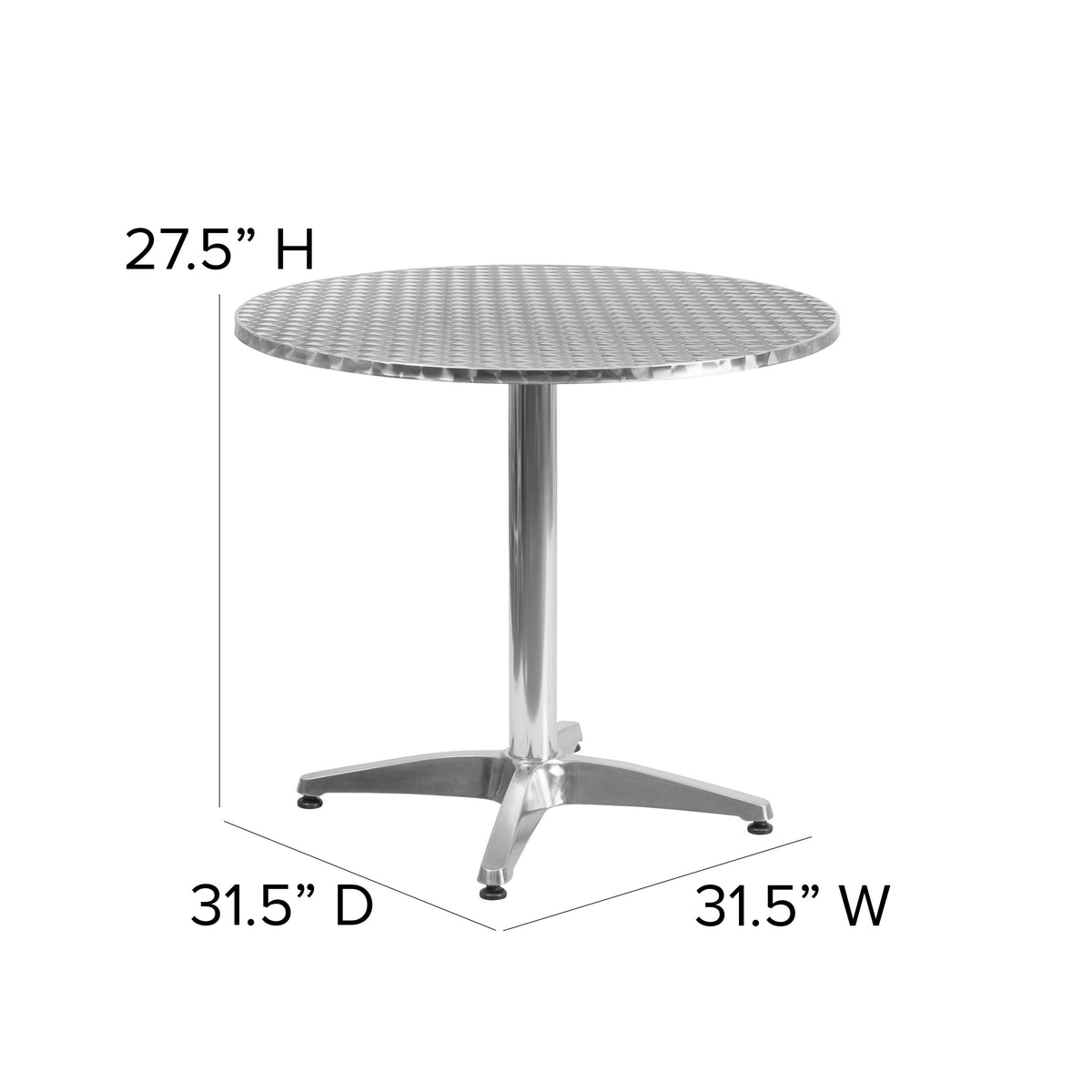 Aluminum |#| 31.5inch Round Aluminum Smooth Top Indoor-Outdoor Table with Base