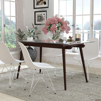 Meriden 31.5'' x 55'' Solid Wood Table with Clear Glass Top