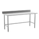 72"W x 30"D x 38.5"H |#| Commercial Stainless Steel Kitchen Prep and Work Table with 4" Backsplash