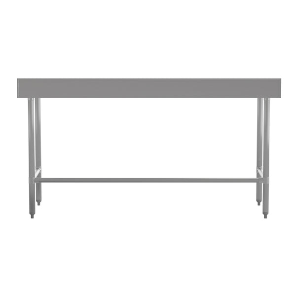 72"W x 30"D x 38.5"H |#| Commercial Stainless Steel Kitchen Prep and Work Table with 4" Backsplash