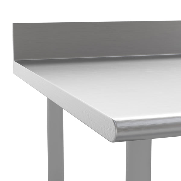 72"W x 30"D x 38.5"H |#| Commercial Stainless Steel Kitchen Prep and Work Table with 4" Backsplash