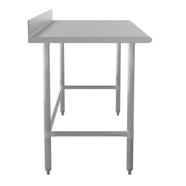 72"W x 30"D x 38.5"H |#| Commercial Stainless Steel Kitchen Prep and Work Table with 4" Backsplash