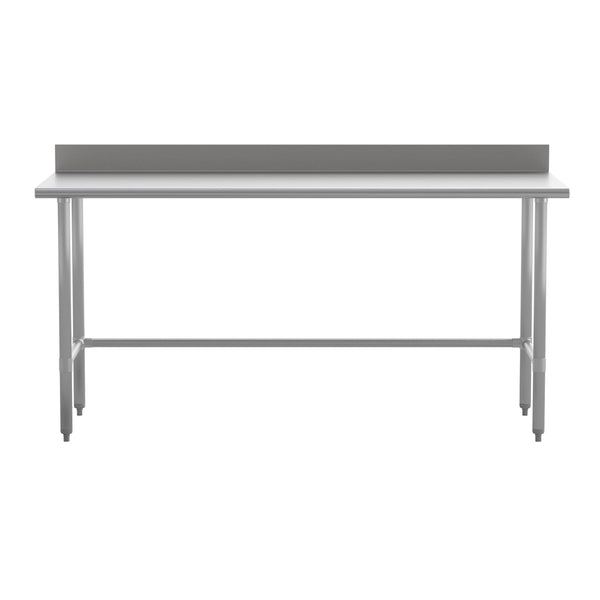 72"W x 30"D x 38.5"H |#| Commercial Stainless Steel Kitchen Prep and Work Table with 4" Backsplash
