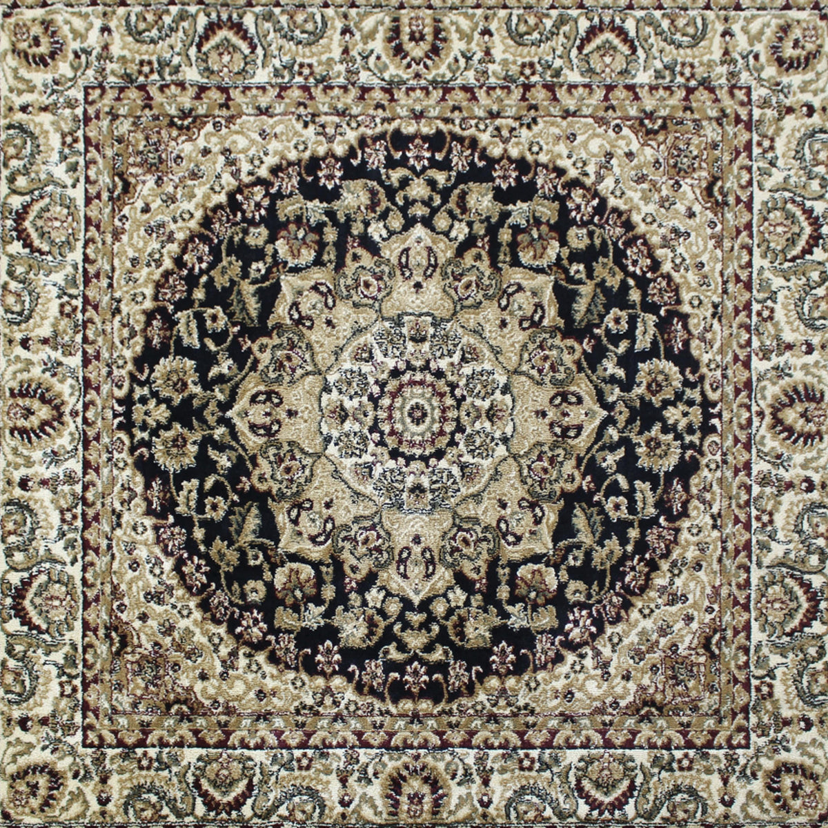 Black,5' Square |#| Multipurpose Black Persian Style Olefin Medallion Motif Area Rug - 5x5 Square