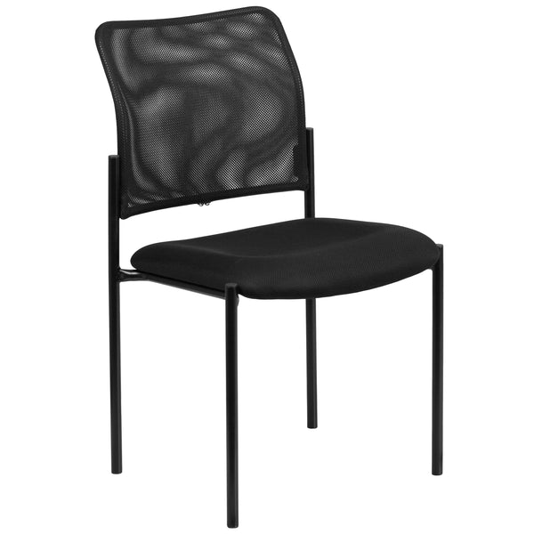 Comfort Black Mesh Stackable Steel Side Chair - Reception Seating - Guest Chair