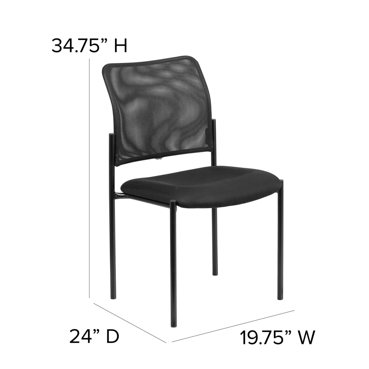 Comfort Black Mesh Stackable Steel Side Chair - Reception Seating - Guest Chair