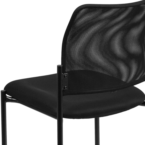 Comfort Black Mesh Stackable Steel Side Chair - Reception Seating - Guest Chair