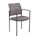 Gray |#| Comfort Gray Mesh Stackable Steel Side Chair with Arms - Reception Seating