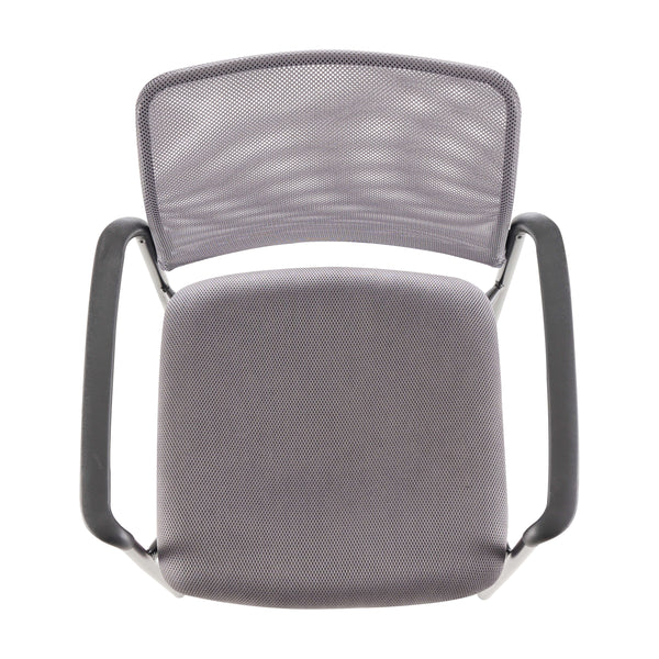 Gray |#| Comfort Gray Mesh Stackable Steel Side Chair with Arms - Reception Seating