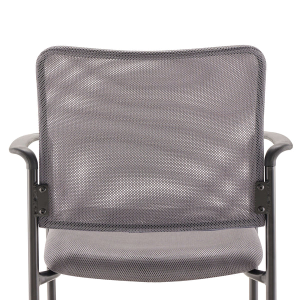Gray |#| Comfort Gray Mesh Stackable Steel Side Chair with Arms - Reception Seating