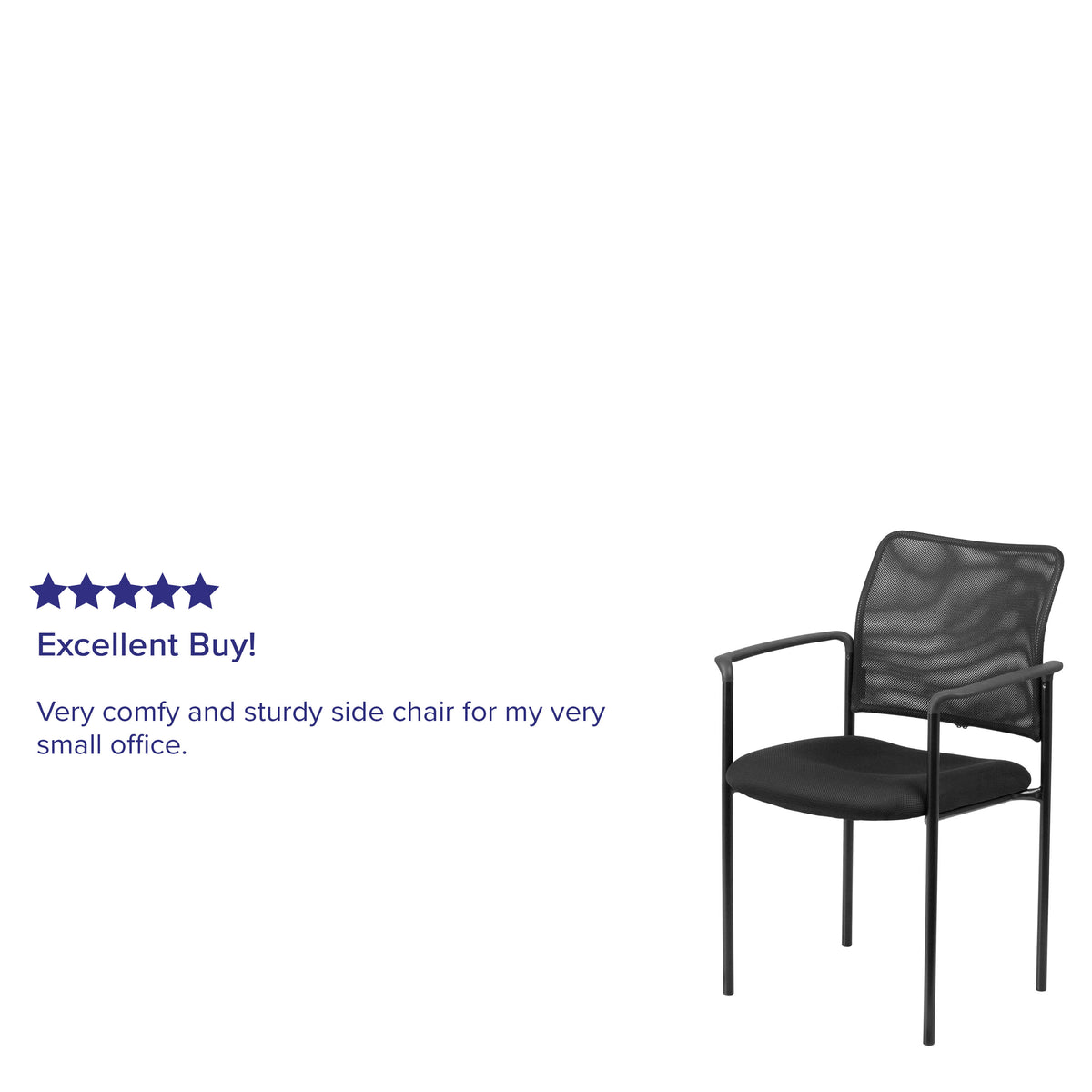 Black |#| Comfort Black Mesh Stackable Steel Side Chair with Arms - Reception Seating
