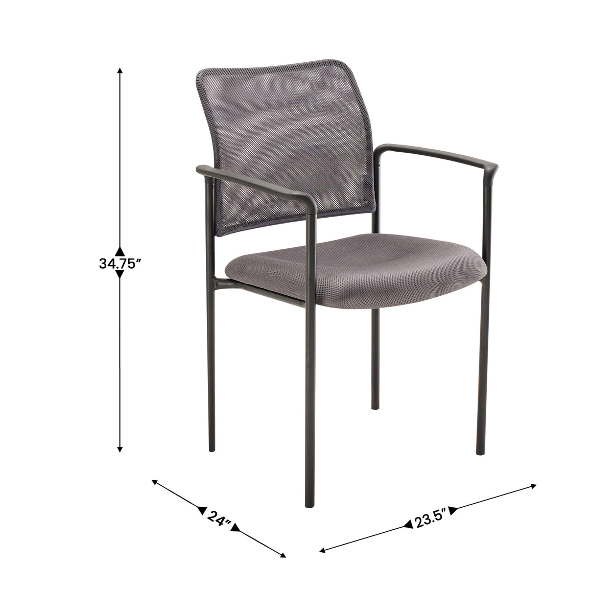 Gray |#| Comfort Gray Mesh Stackable Steel Side Chair with Arms - Reception Seating