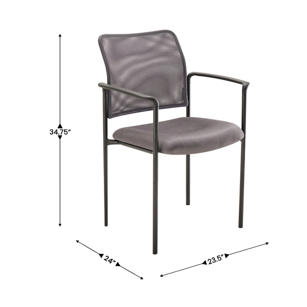 Gray |#| Comfort Gray Mesh Stackable Steel Side Chair with Arms - Reception Seating