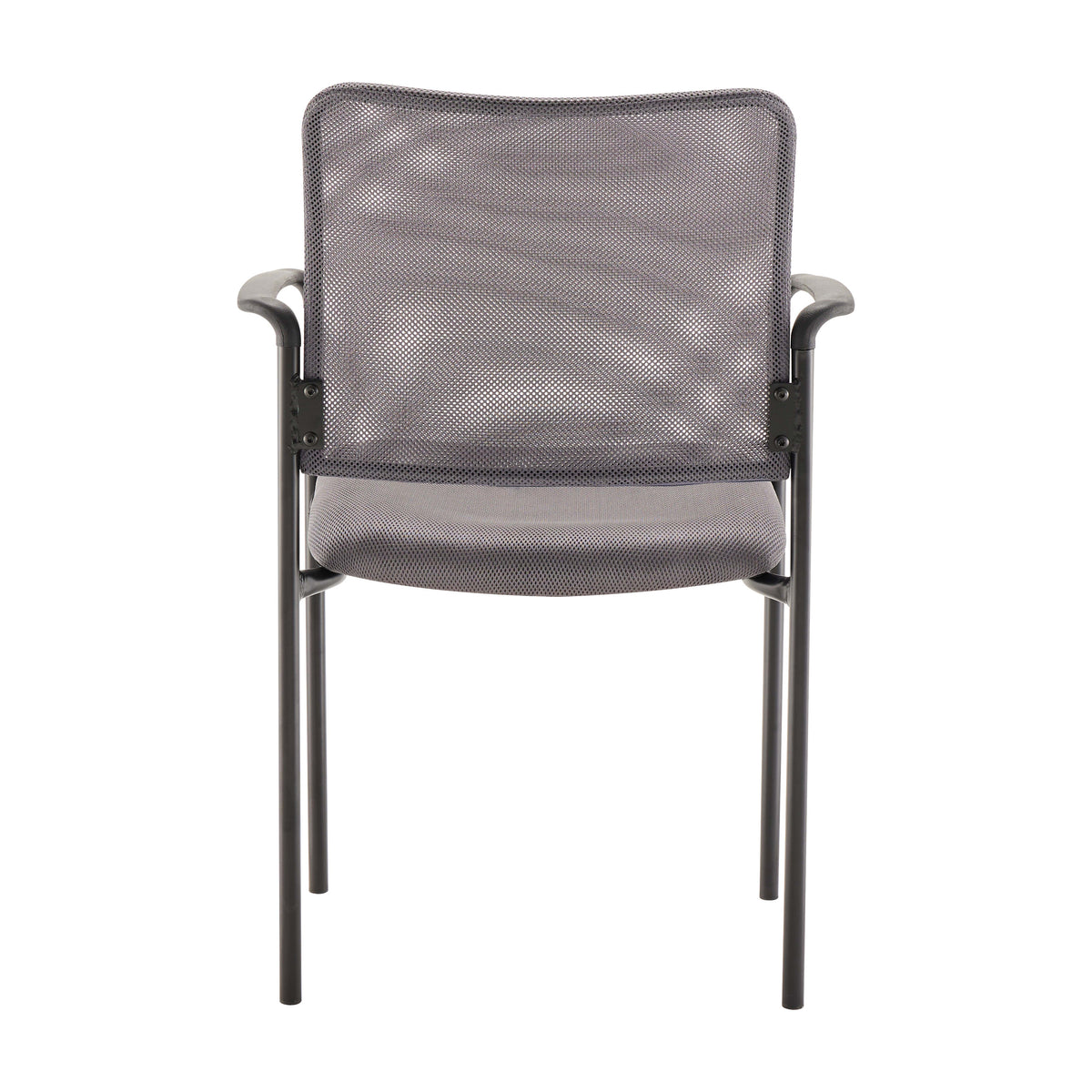 Gray |#| Comfort Gray Mesh Stackable Steel Side Chair with Arms - Reception Seating
