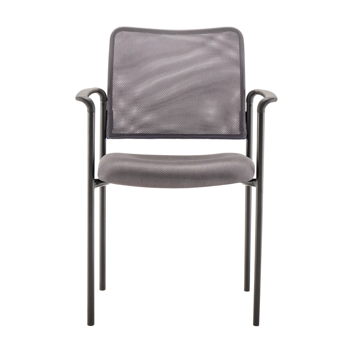 Gray |#| Comfort Gray Mesh Stackable Steel Side Chair with Arms - Reception Seating